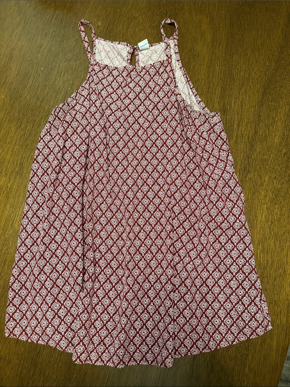 Old Navy Girls' Burgundy and White Diamond-Print Tank Top